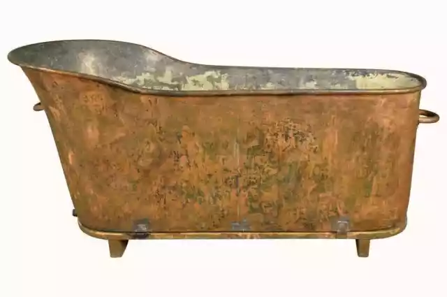 Handmade French 19th Century pure Copper Bathtub Rustic antique Patina finish