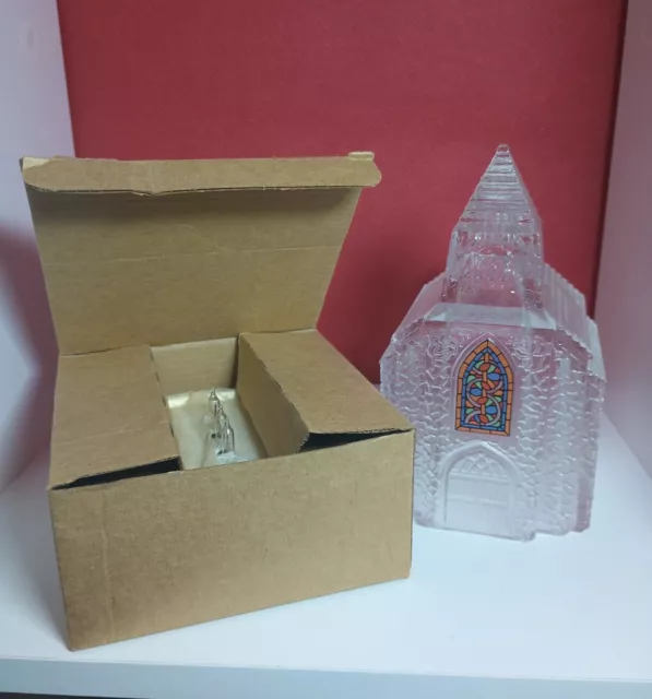 Nuevo en caja Avon Cristal Nocturno Silencioso Iluminación Iglesia 1992 Navidad Fiesta Decoración