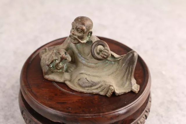 Rare Chinese tibet buddha blessing arhat statue collect bronze temple table deco