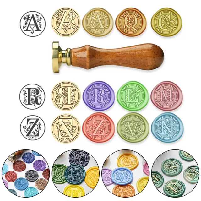 Classic Alphabet Wax Stamp with Blessing Symbol Wood Handle Brass Head