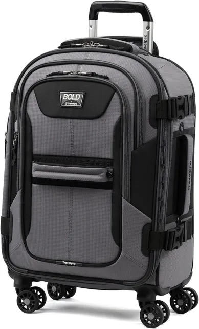 Travelpro Bold-Softside Expandable Luggage with Spinner Wheels, Grey/Black, 21"