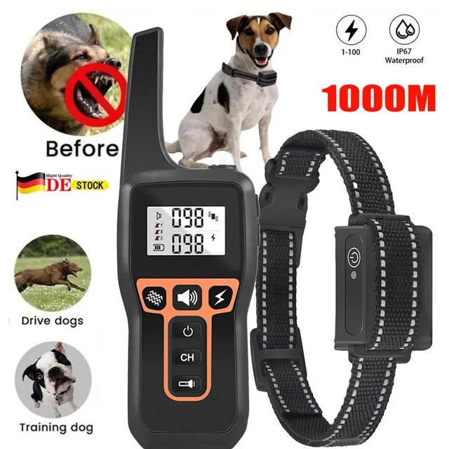1000M Hund Ausbildung Stromschlag Ton E-Shock Erziehungshalsband Hunde Vibration