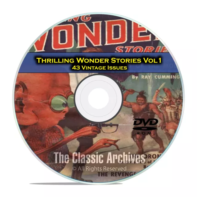 Thrilling Wonder Stories, Vol 1, 43 Vintage Pulp Magazine, Fiction DVD CD C59
