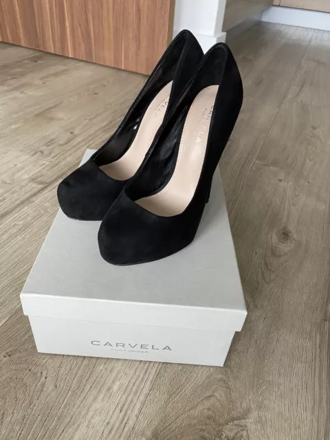 NEW KURT GEIGER Carvela Black Suede High Heel Stiletto Shoes - Size 3 £ ...