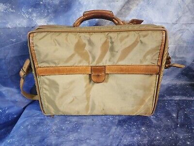 Hartmann Drab Green Nylon & Leather Carry-on Suitcase Bag w/ Many Compartments