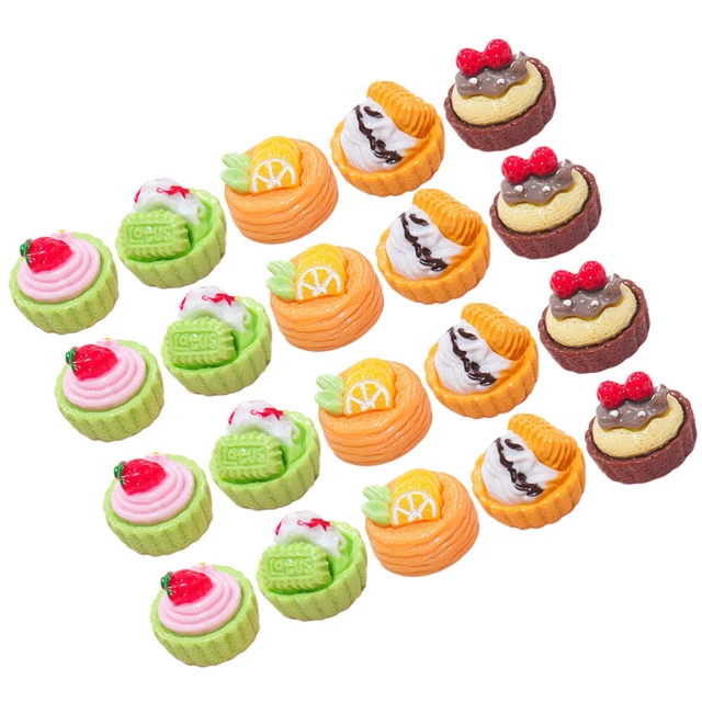 24 Pcs Resin Child Miniature Kitchen Accessories Tiny Cupcake Ornament