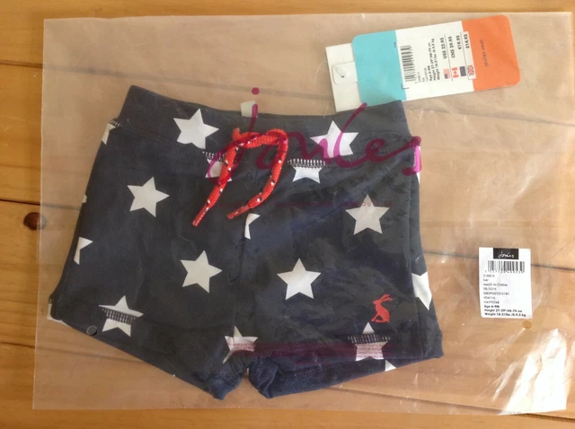 NUOVI pantaloncini da bagno bambini Joule stampa stella blu navy, età 6-9 mesi
