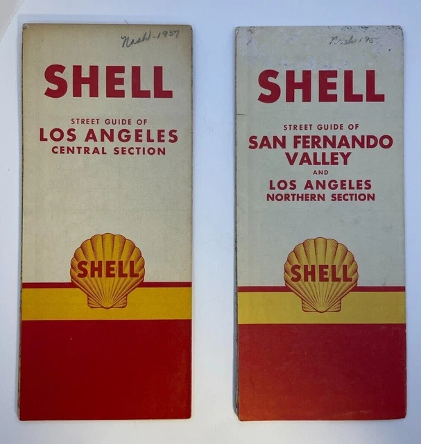 LOT OF 2 1961 Shell Road Map Los Angeles Central Northern San lot-of-2-1961-shell-road-map-los-angeles-central-northern-san