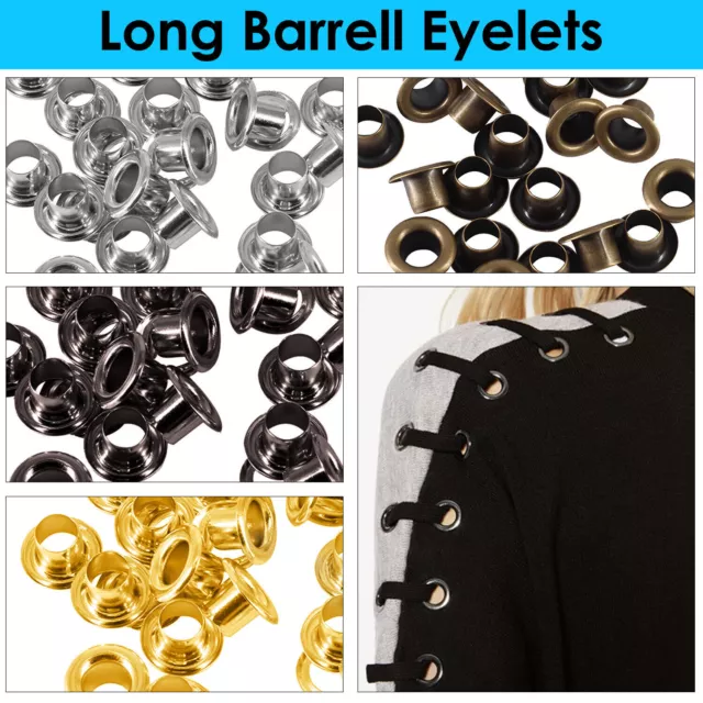 100 x Eyelets Brass Long Barrell 4 5 6 8 10 12 14mm Grommet Repair Leather Craft