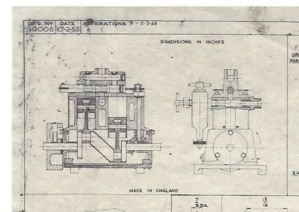 🌎 1953 Stuart Turner Ltd "Sun" Live Steam Marine Engine Drawing And Parts List.