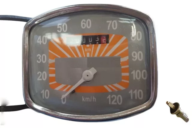 Fit Für Vespa GS 150 Grau Orange Gesicht Tachometer 0-120KM