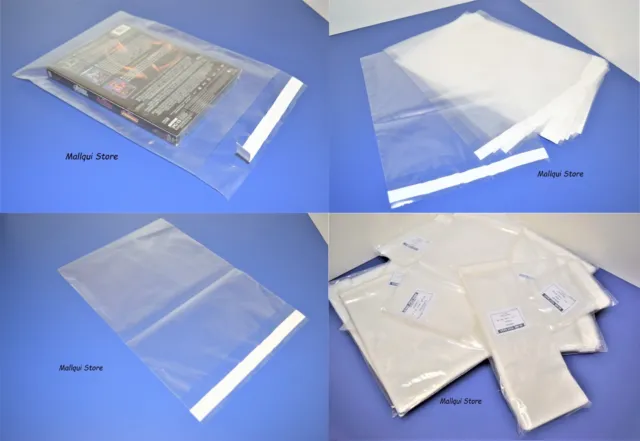 100 clear 9 x 12 Resealable Poly bags Uline self-seal adhesive lip 1.5 Thick