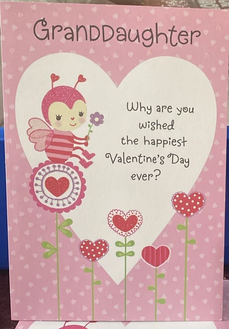 HAPPY VALENTINE’S DAY, Granddaughter, Large Tri-fold Hallmark, Greeting
