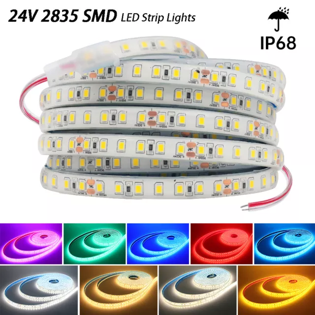 LED Strip Lights 24V 2835 SMD 120LEDs/m Tape Rope IP68 Waterproof Self Adhesive