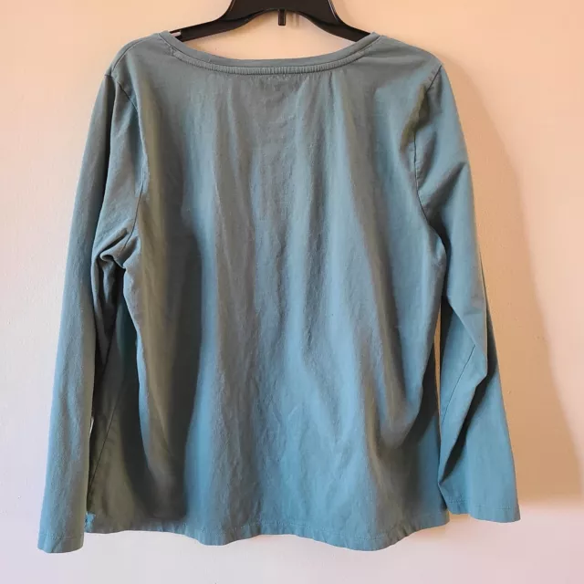 St Johns Bay Womens Plus 1X Tunic Top Cotton Long Sleeve Green Pullover 3