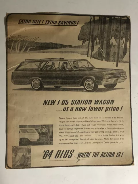 Vintage Oldsmobile F-85 Station Wagon Print Ad 1964 pa3
