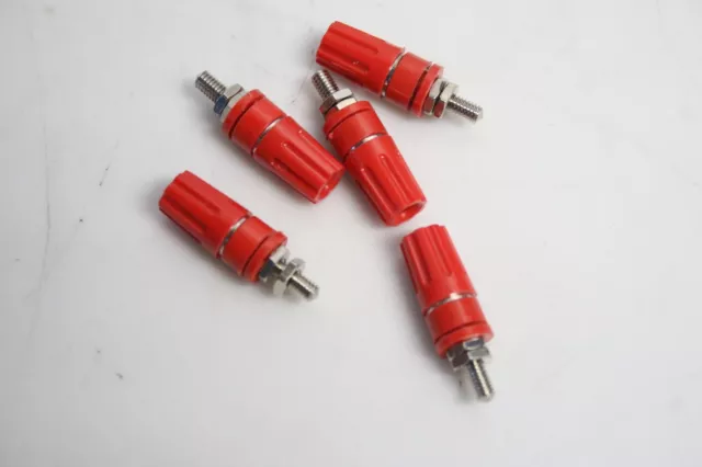 NEUF : Lot de 5 bornes fiches banane a visser ROUGE - 4X36  4mm, 20A