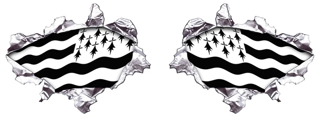 Lot De 2 Autocollants Drapeau Damier Déchiré – Sticker Racing Métal Effet