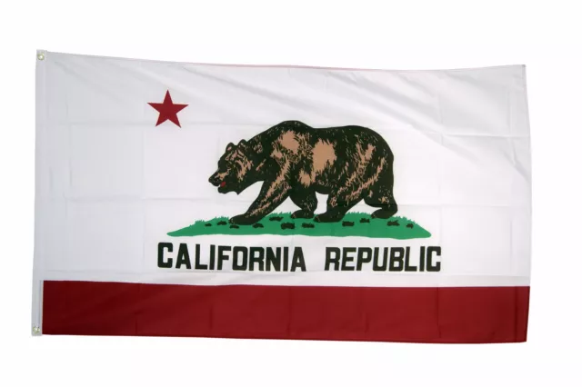 California Flag 5 x 3 FT - 100% Polyester With Eyelets - American State Bear US