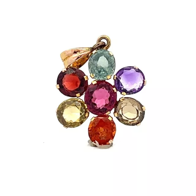 18K Yellow Gold, Topaz, Sapphire, Amethyst, Citrine Flower Pendant! 67