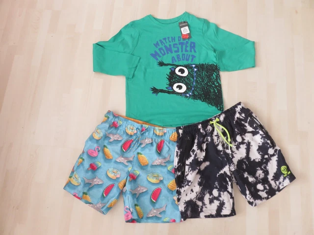 PRIMARK BOY'S PACCHETTO 3 ARTICOLI ETÀ 7-8 ANNI I x top e 2 paia di pantaloncini da nuoto