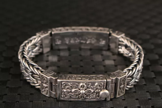 Collection chinese old solid silver hand cast bracelet cool man jewel gift