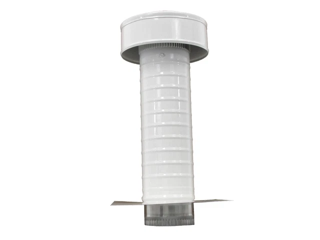 4 inch diameter Aluminum Keepa Roof Jack Vent Cap with Tail Pipe in White