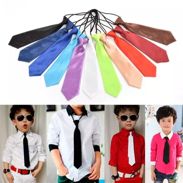 Boy Tie Kids Baby School Boy Wedding Necktie Neck Tie Elastic Solid 2