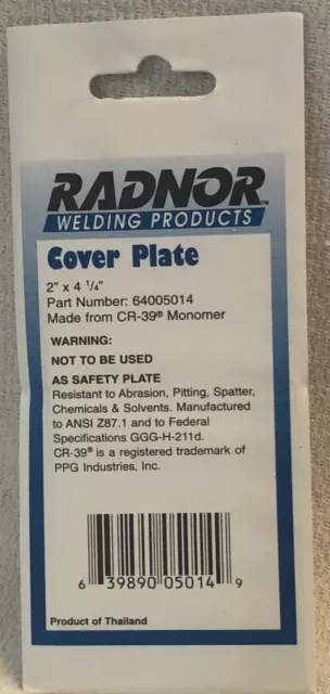 10 NEW RADNOR CR-39 Clear Welding Cover Plate Lens 2" x 4-1/4" #64005014