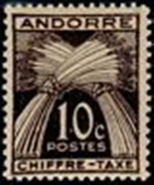 ANDORRE FRANCAIS STAMP TIMBRE TAXE N° 21 " CHIFFRE-TAXE 10c. " NEUF x TB