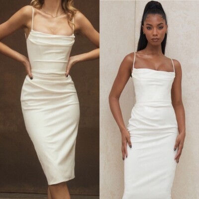 NEW House of CB Satin Corset Midi Dress Sz L $220