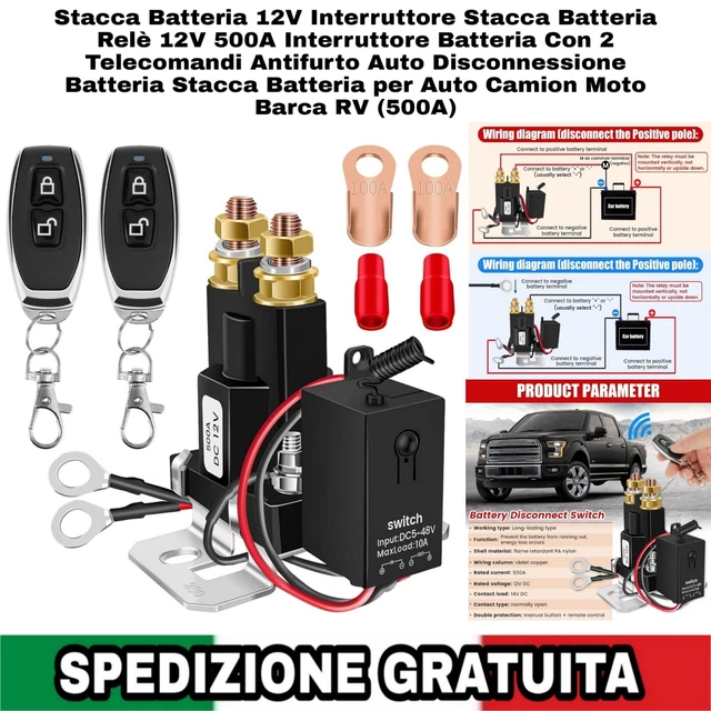 Interruttore Stacca Batteria 12V 200A - Con Telecomando - Foto 11