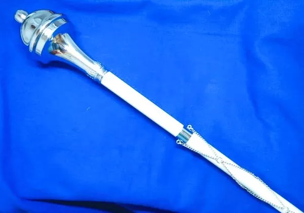 White Mace | Ball Head | Geoffrey Drum Major Stick Bagpipe Marching Band | 60"