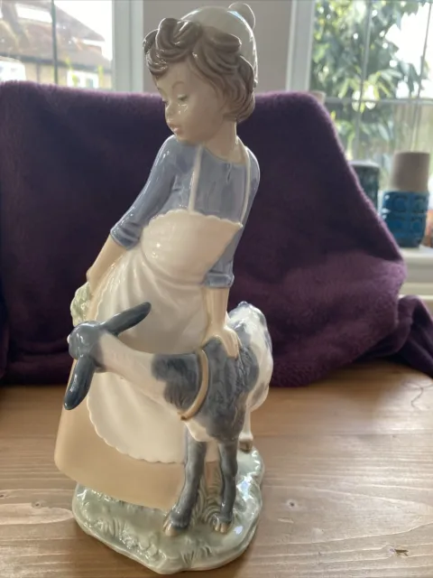 Nao Lladro Girl With Goat Figurine