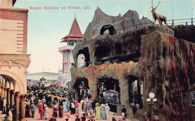 Venice Los Angeles CA Miniature Railway Hot Air Balloon Flights Vtg Postcard B53