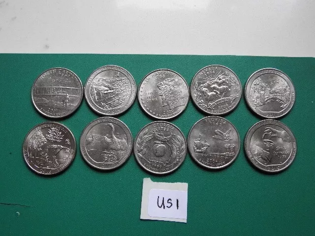 JOBLOT OF 10 US STATE QUARTER COINS  SEE LIST  ref US 1