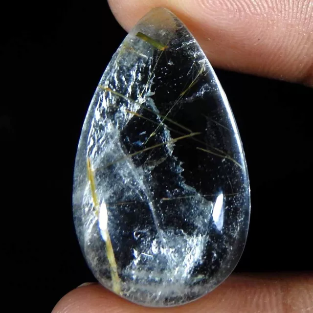 31.75Cts100%Natural Golden Rutile Quartz Pear Cabochon Loose Gemstone