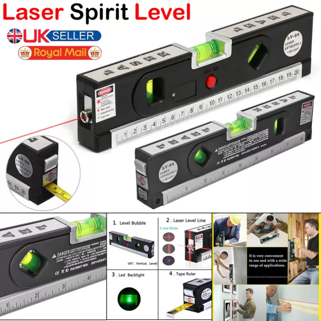 Tape Measure MultiPurpose DIY Spirit Level with Laser Horizontal Cross Rule Tool