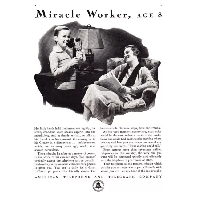 1933 American Telephone and Telegraph: Miracle Worker Vintage Print Ad