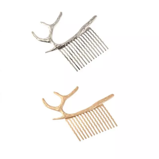 2pcs Xmas Side Combs Hair Accessory Reindeer Antlers Headpiece for Women
