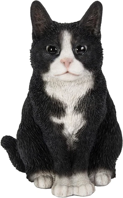 Vivid Arts Sitting Black/White Cat Home Garden Deco, XRL-SC35-D, NEW GIFT