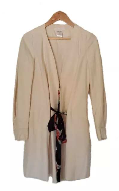 CHLOE Silk Jacket Dress Womens 36 Ivory Floral Chiffon Inserts Made In France