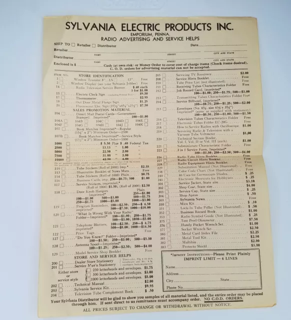 Sylvania Electric Products INC. Radio Advertising and service helps Emporium LQ