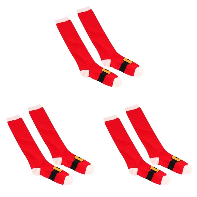 3 Pairs Casual Cotton Crew Socks Chaussettes Longues Bas Rouges Chaussette Homme