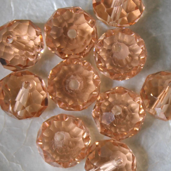 10 CITROUILLES  -  Cristal de Bohême  -  8 X 10 MM  -  LIGHT PEACH 2