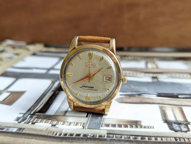 GENTS VINTAGE OCTO Lakemaster Calendar Date Function Patina Watch