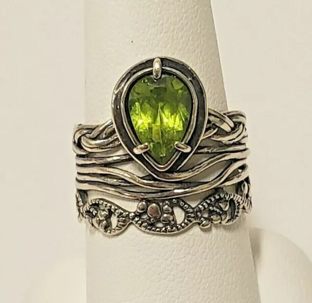 Or Paz Israel Sterling Silver Peridot Ring Size 8.25