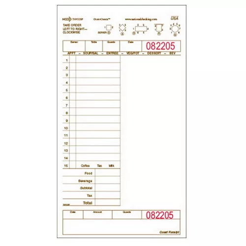 National Checking Large 1-Part 20-Line Copy Guest Check, 8.5" x 5.25", 2000/Case