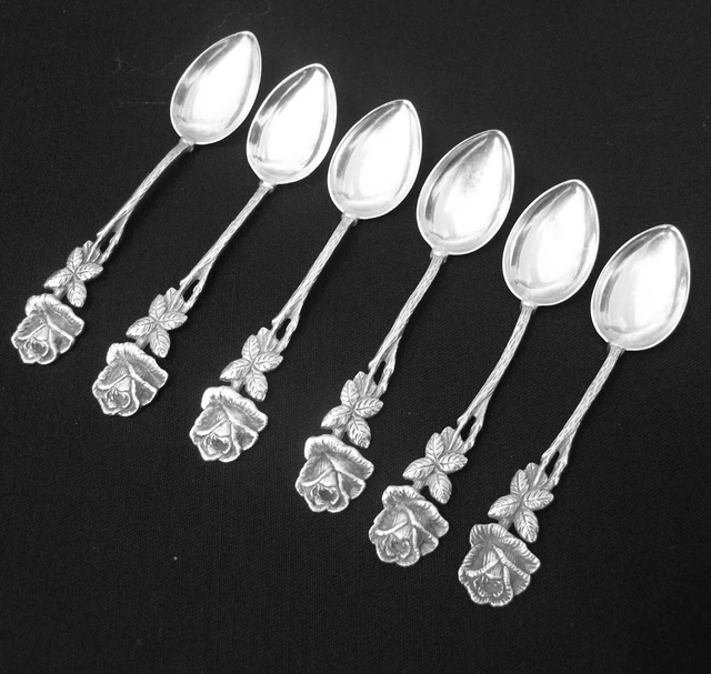 6X Christoph Widmann 835 Silber Hildesheimer Rose Dessert