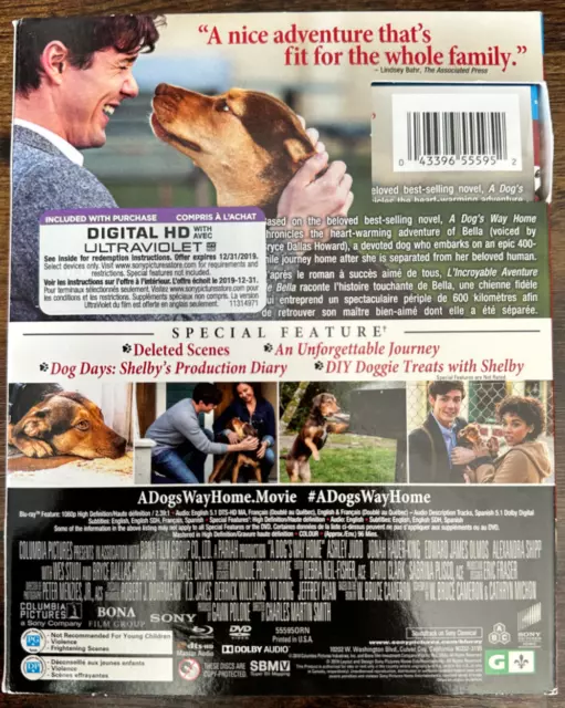 A Dogs Way Home Movie Blu Ray DVD and Digital 2019 Sony Great Condition 3